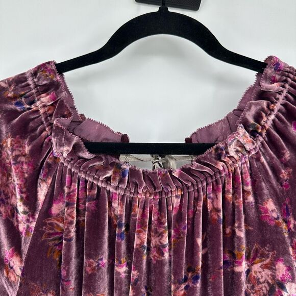 Rebecca Taylor Long Sleeve Jewel Paisley Velvet Dress in Plum Purple Size M Silk - Picture 8 of 11